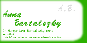 anna bartalszky business card